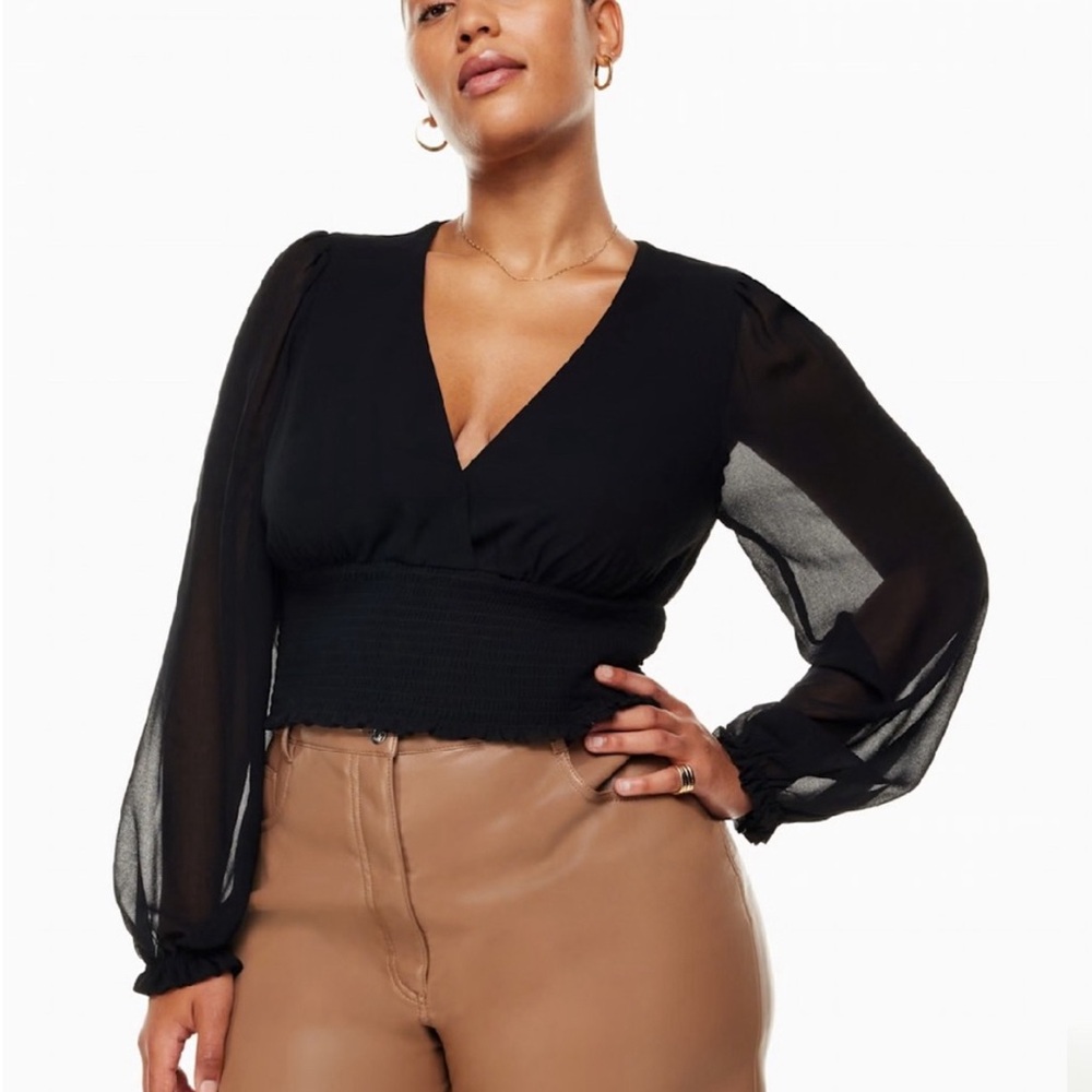 Wistful Black Sheer Sleeve Top - Wilfred small PTP 16